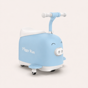 Powder blue Piggy Run C8 kids electric ride-on toy front view